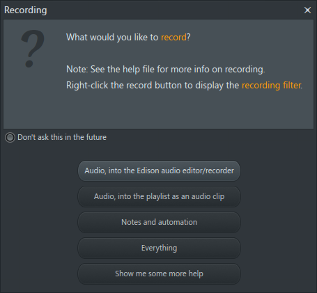 sunrise Acquiesce Put together FL Studio - Recording dialog no longer showing when pressing Record