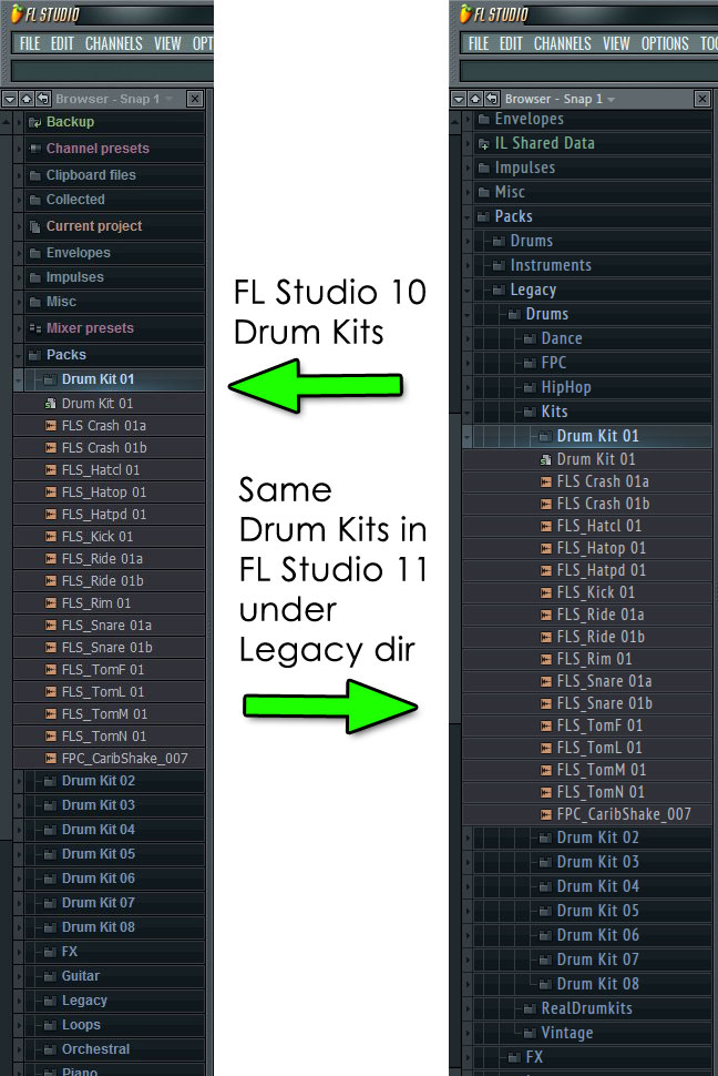 Where to find samples from FL Studio 10 in FL Studio 11?